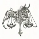 libra and Taurus  tattoo design idea