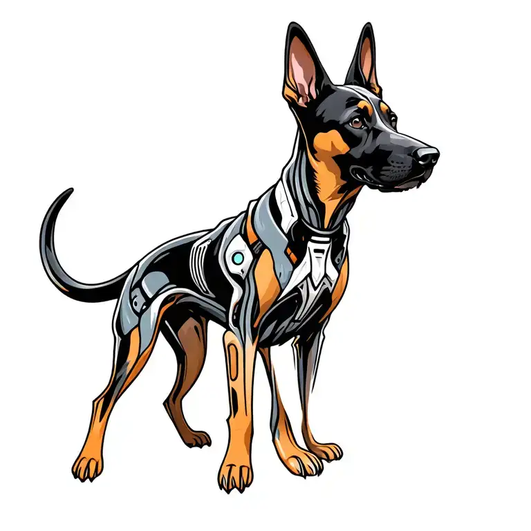 biomechanical Belgian malinois tattoo design idea