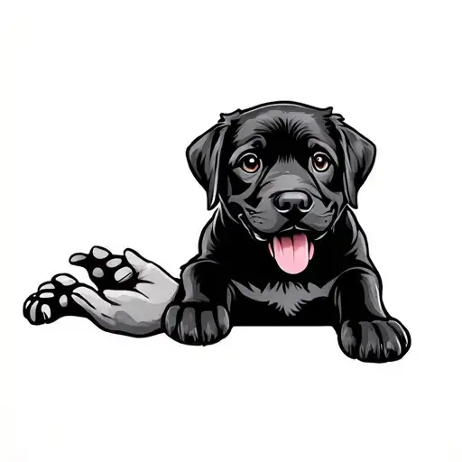 paw dog with hand tattoo design idea