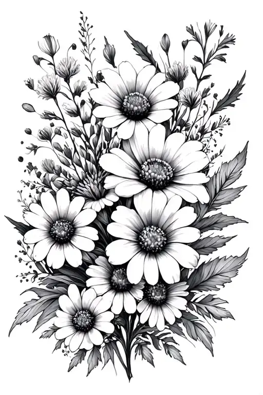arrangement of wildflowers tattoo design idea