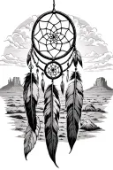 monument valley with a dream catcher entangled tattoo design idea