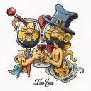 husband and wife, i love you, wine glass tattoo design idea