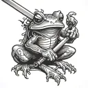 samurai tree frog with a sword tattoo design idea