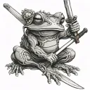 samurai tree frog with a sword tattoo design idea