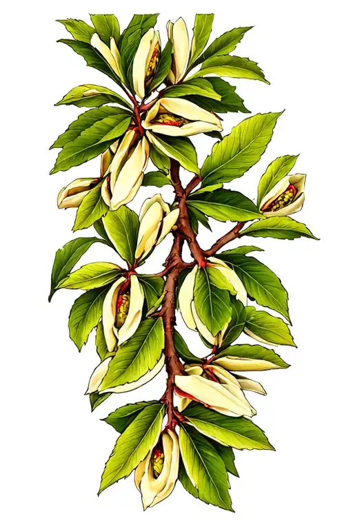 pistachio tree branches tattoo design idea