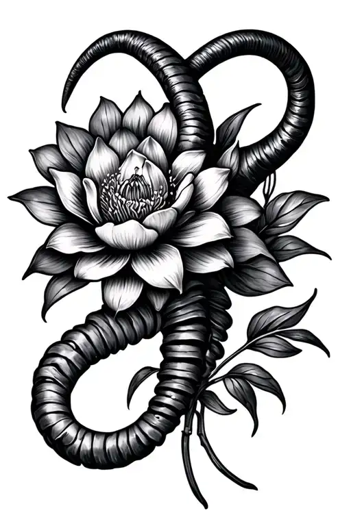capricorn cancer flower tattoo design idea