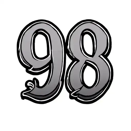 98 in old English font with shading tattoo design idea