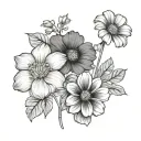 two flowers: geranium and gerbera tattoo design idea