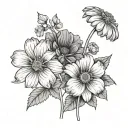 two flowers: geranium and gerbera tattoo design idea