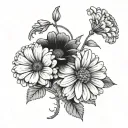 two flowers: geranium and gerbera tattoo design idea