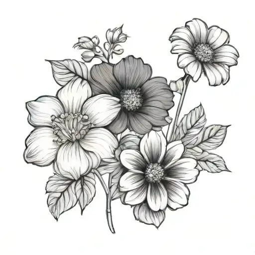 two flowers: geranium and gerbera tattoo design idea
