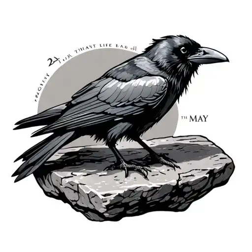 raven on stone.  with 26th May.  thats just life dad. Gothic/tribal style.  tattoo design idea
