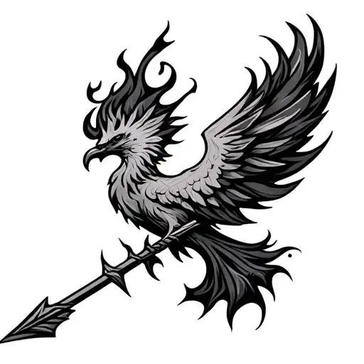 Create tattoo with concept- Flaming Arrow	•	Design: An arrow shooting upward, with flames shaped like a rising phoenix tattoo design idea