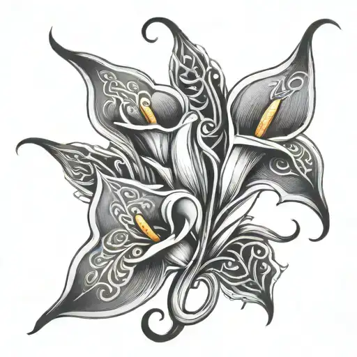 Celtic Calla lilies intertwined tattoo design idea