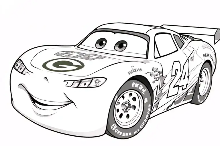 lightning McQueen with Green Bay packers 24 jersey design tattoo design idea