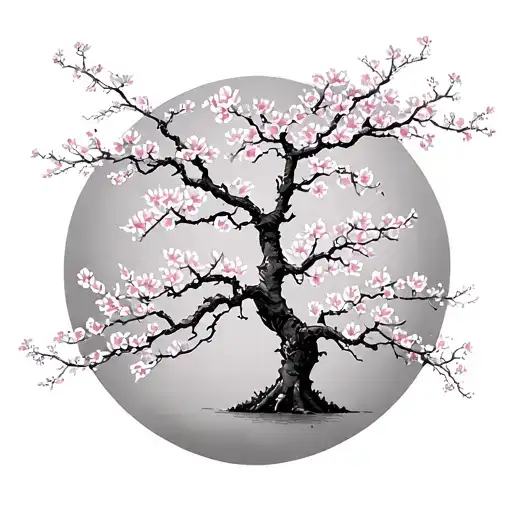 cherry blossom tree back drop tattoo design idea