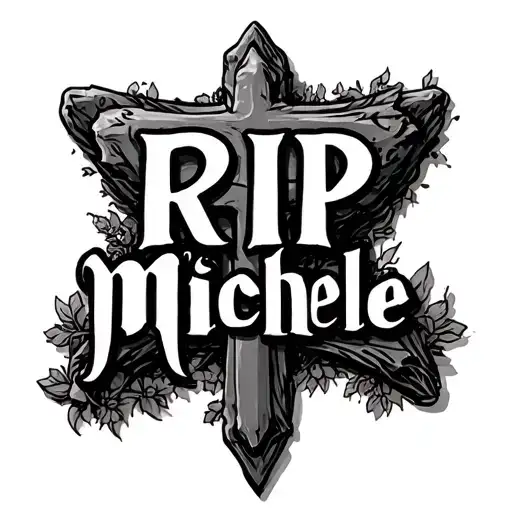 "RIP Michele" "RIP Michele" cross or tombstone tattoo design idea