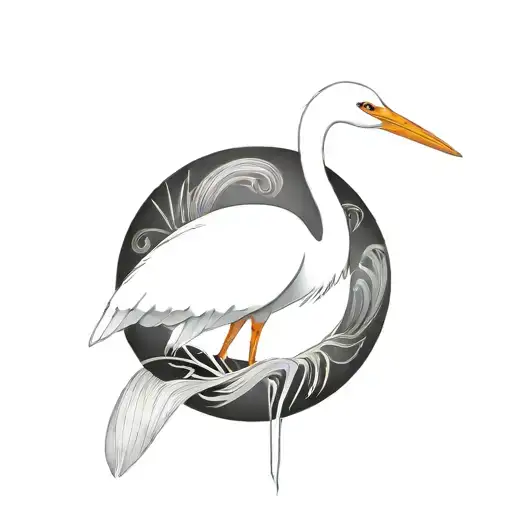 Coverup egret tattoo design idea