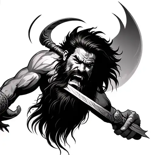 Angry Lord Parshuram tattoo design idea