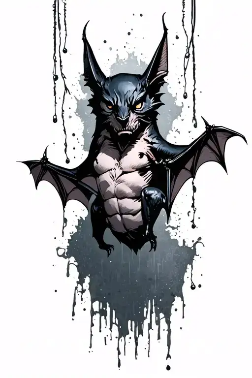 Hanging Bat tattoo design idea