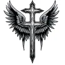 cross with wings tattoo design idea