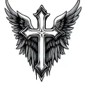 cross with wings tattoo design idea