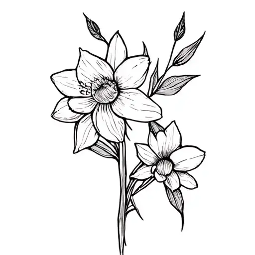 Sagittarius and narcissus Flower Bouquet arrow tattoo design idea