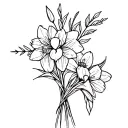 Sagittarius and narcissus Flower Bouquet arrow tattoo design idea