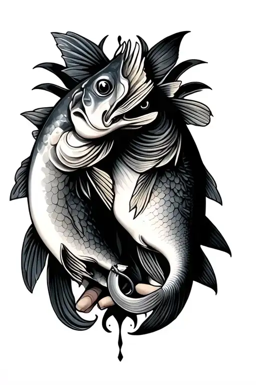 hook and fish husband and wife hand hold tattoo tattoo design idea