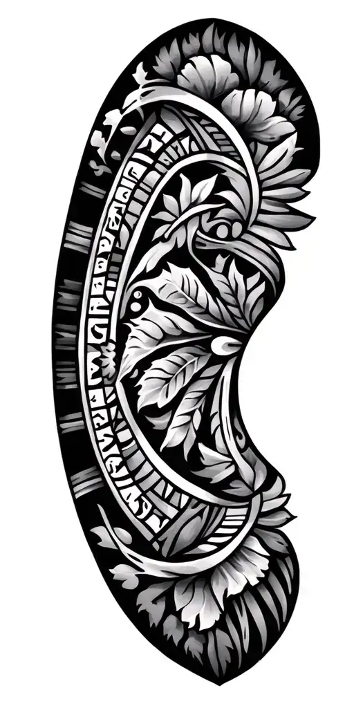 aztec calendar+ hawaiian tribal patterns tattoo design idea