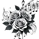 roses and music notes gangster  tattoo design idea
