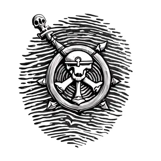 nautical tattoo with thumbprint tattoo design idea