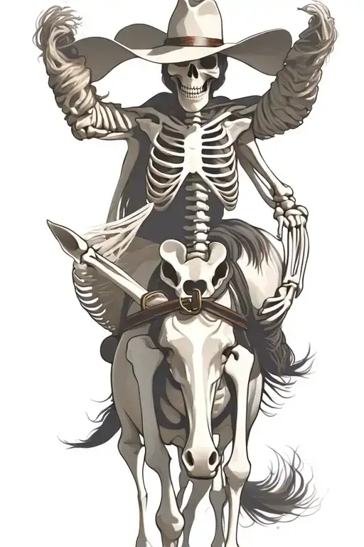 skeleton cowboy, skeleton horse tattoo design idea