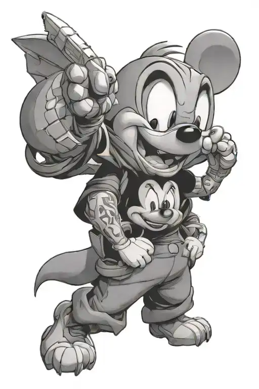 Disney characters and Anime Characters Half sleeve tattoo design idea