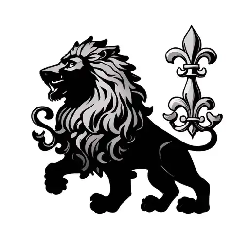 Notre Dame Rose Window and Lion and Fleur De Lys tattoo design idea