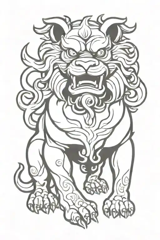 full body foo dog tattoo design idea