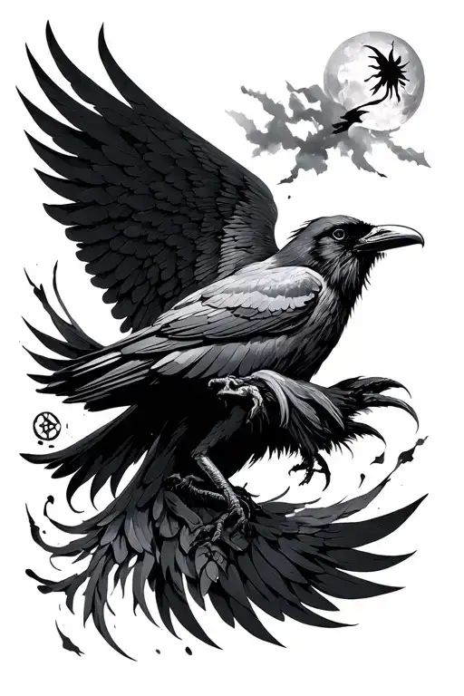 Icarus is a symbol of a person who strives for more, even at the cost of falling.The raven is an eternal observer, a sy tattoo design idea