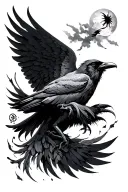 Icarus is a symbol of a person who strives for more, even at the cost of falling.The raven is an eternal observer, a sy tattoo design idea