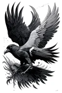Icarus is a symbol of a person who strives for more, even at the cost of falling.The raven is an eternal observer, a sy tattoo design idea