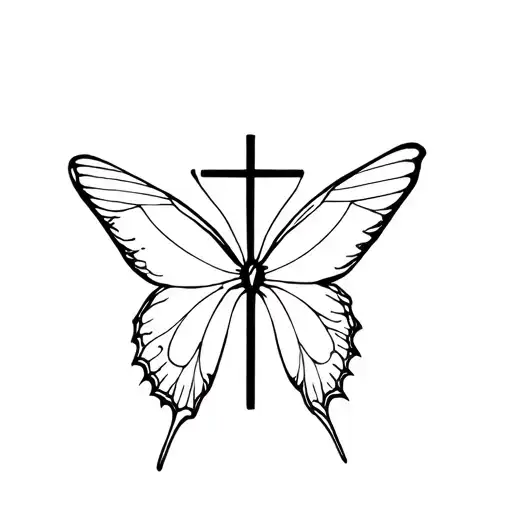 butterfly cross faith tattoo design idea
