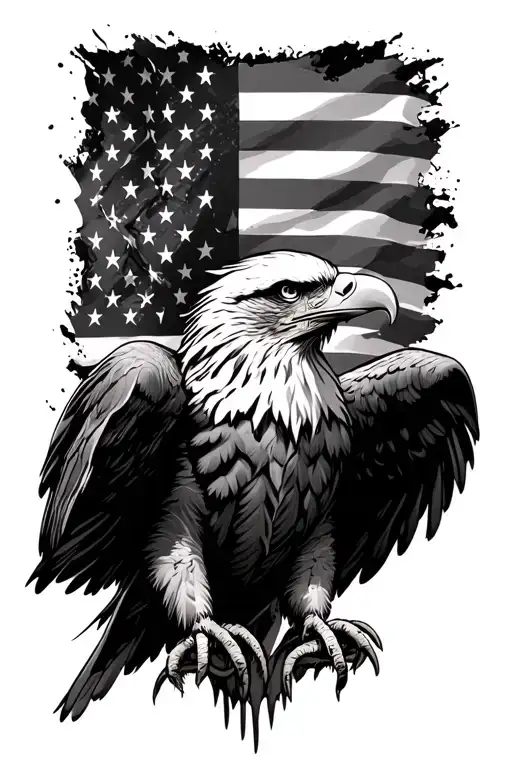 eagle and American flag downward spiral tattoo design idea