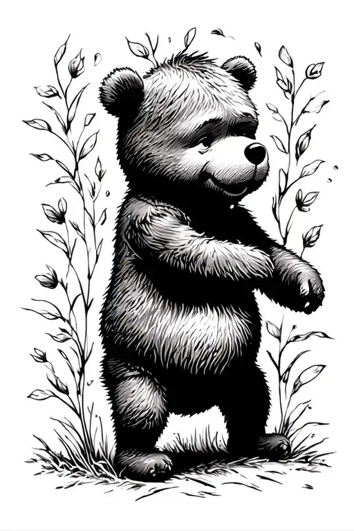 winnie the pooh standing tattoo design idea