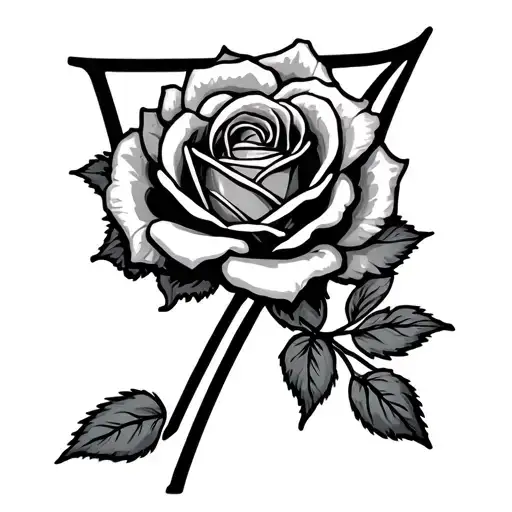 number 7 with americana rose tattoo design idea