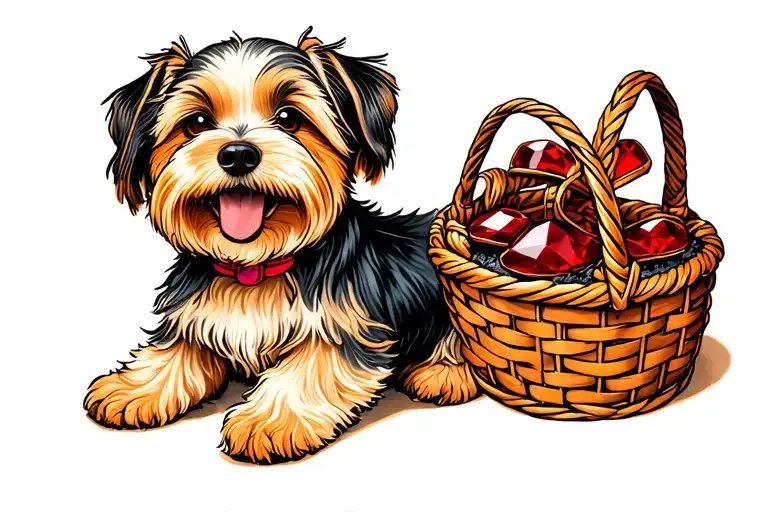 charm of my dog toto for charm bracelet including basket, yellow brick road, and  slippers red ruby tattoo design idea