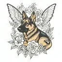 German Shepard fairy flower tattoo design idea
