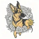 German Shepard fairy flower tattoo design idea