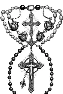 Rosary beads intertwined with cross,  tattoo design idea