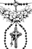 Rosary beads intertwined with cross,  tattoo design idea