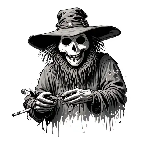 scarecrow doing drugs tattoo design idea
