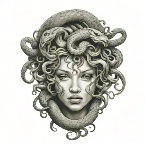 Medusa head with snake hair tattoo design idea